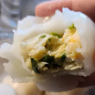 Shrimp/cilantro dumpling.