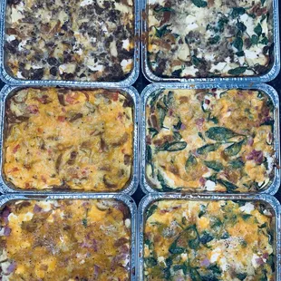 Breakfast Casseroles made with Love! Mushroom, , spinach, eggs, cheese sausage and ham.