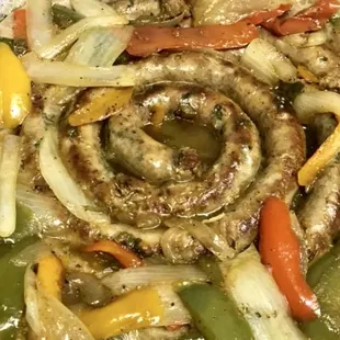 Italian sausage, peppers and onions
