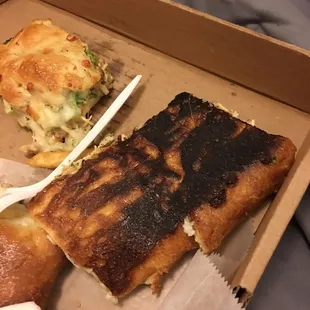 This is the bottom of my calzone, second time in a row their food was horrible and they say bring back and they will replace!