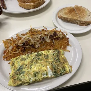 Omelette + Hash browns
