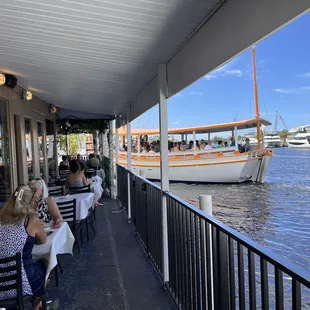 Outside sitting on the river.