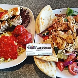Fabulous lunch Greek Kebob plate and Greek Horiatiki Salad Wowed