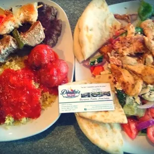 Fabulous lunch Greek Kebob plate and Greek Horiatiki Salad Wowed