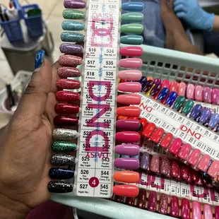 a tray of nail polish