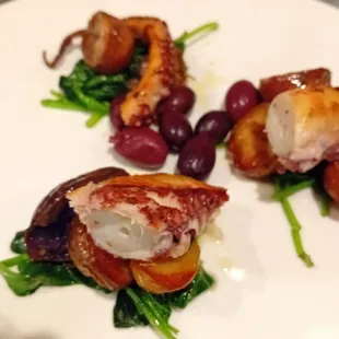 Dimmi - Octopus, Baby Potatoes, Gaeta Olives, Steamed Spinach