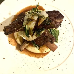 Slow Braised Spare Ribs, Bok Choy, Mashed Potatoes, Punzu