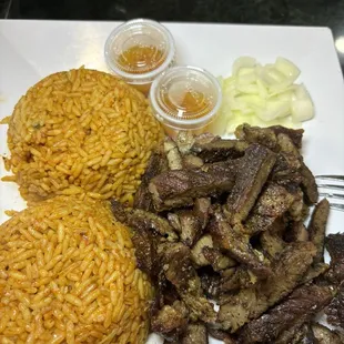 Suya and jollof rice