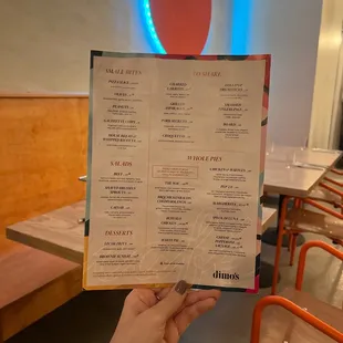 Menu as of April 2023