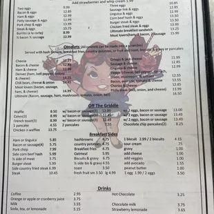 Breakfast menu