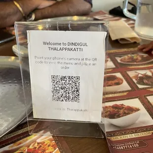 Menu QR code