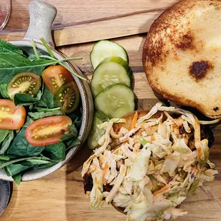 a salad and a sandwich