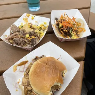 Smashburger, nachos with pineapple salsa, taco