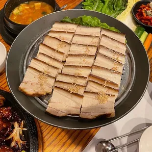 a variety of foods on a table