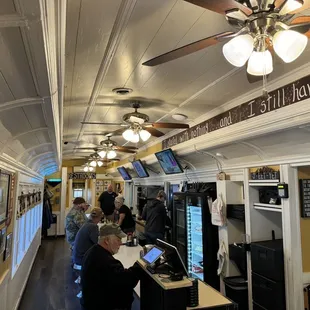 the inside of a diner car