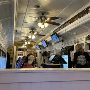 the interior of a diner car