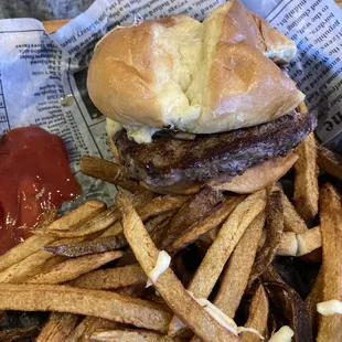 Double dipped fries, bland burger
