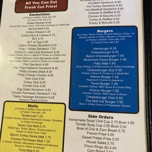 menu, sandwiches