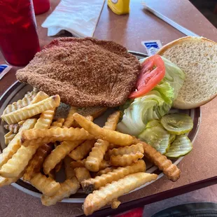 Breaded pork tenderloin sandwich