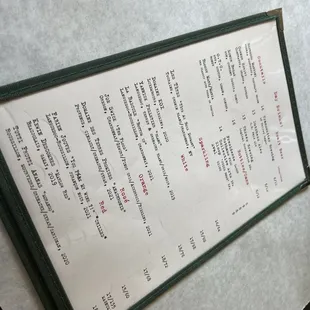 menu