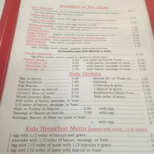 Fordsville diner menu