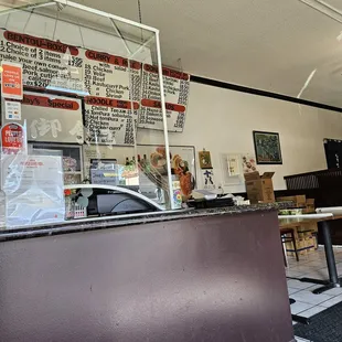 inside...take out only...all tables blocked off...parking is difficult..