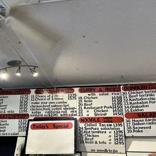 Menu as of 4/27/2022 - the paper menu with chirashi, sashimi, and yakisoba is no longer available. Just go by this menu now