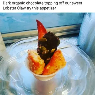 Just a little appetizer our fresh Lobster and chocolate sauce