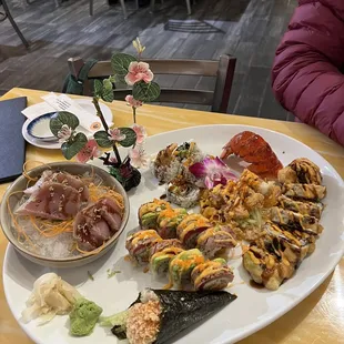 Albacore Tuna Nigiri, Spicy Tuna Roll, Godzilla Roll, Crazy Tuna Roll