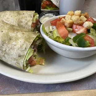 Chicken Ranch Wrap with Side Salad