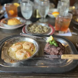 5oz filet w/ shrimp and wild rice
