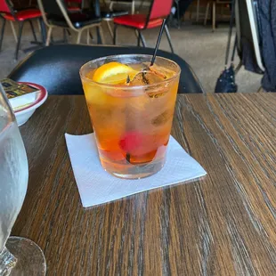 shows a drink on a table