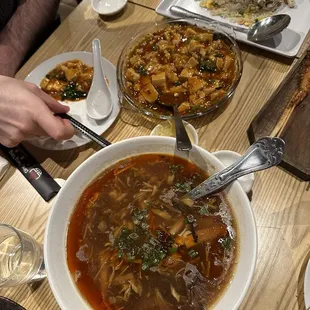 Hot and Sour Soup and Mapo Tofu with Minced Pork