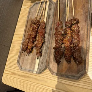 lamb and beef skewers