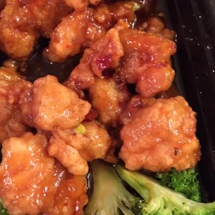 General tso chicken...just perfect with lots of chicken and broccoli!