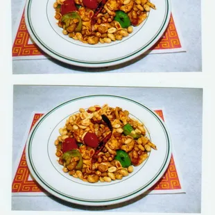 two plates of food on a table