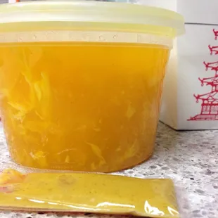 Chinese mustard in front for reference...never seen egg drop so yellow!!!!