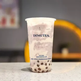 taro mix burnt cream green milk tea