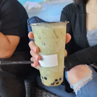 Matcha boba latte
