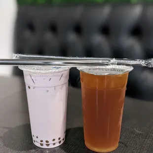 Taro Milk Tea and Jasmine Green Tea