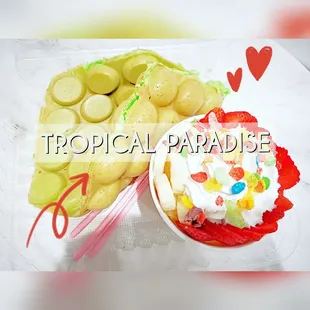 Tropical paradise bubble waffle to-go.