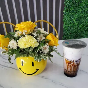 Taro Monster boba latte with golden boba. I added sea cream which made it even creamier.