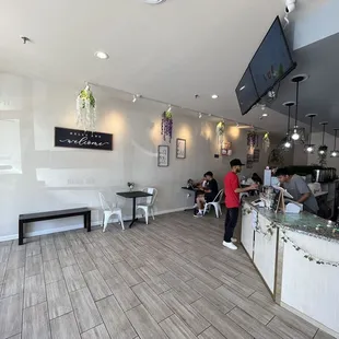 the interior of a tea shop