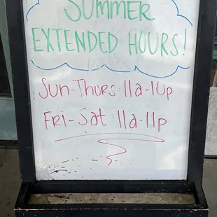 Summer hours for 2022