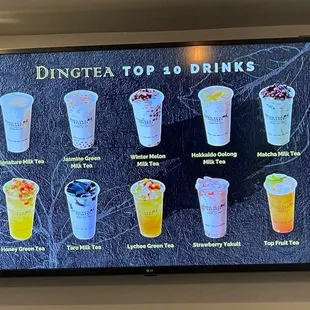 Top drinks menu