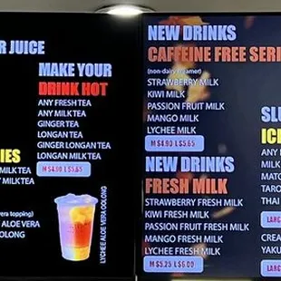 menu and prices