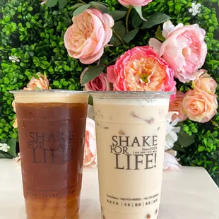 Pineapple Black Tea with Boba and Signature Milk Tea with Boba.