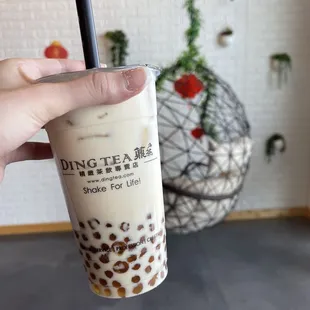 Their Jasmine Milk Tea with their honey boba is to die for! Ps. The aesthetic in here is so pretty! I love the egg chair