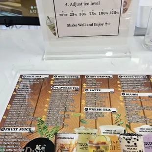 Menu - SO many options. Menu is a bit hard to read