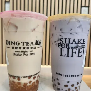 Classic milk tea and taro milk tea